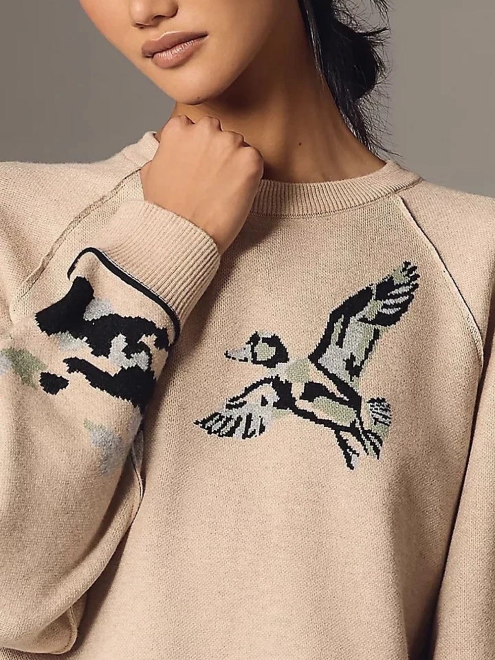 Anthropologie Pilcro Oaklyn Cozy Knit Crew-Neck Country Duck Camo Sweater Small